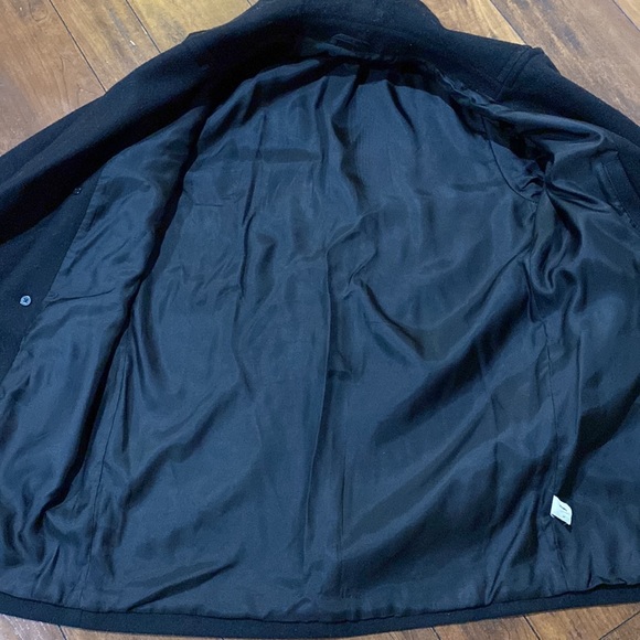 Vintage 70s Black Heavy Wool Pea Coat - Picture 7 of 10